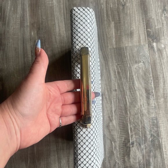 Vintage Metal Mesh Satchel Handbag White - Picture 4 of 10